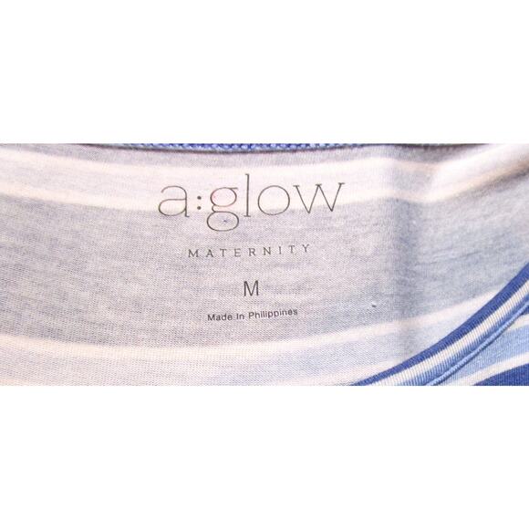 A:Glow Women's Maternity Dress Blue White Stripes Knotted Sleeves Size Medium - Picture 5 of 5